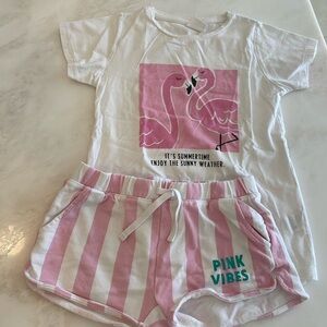 Zara Girls Pink/White Cotton Shorts-Size 9